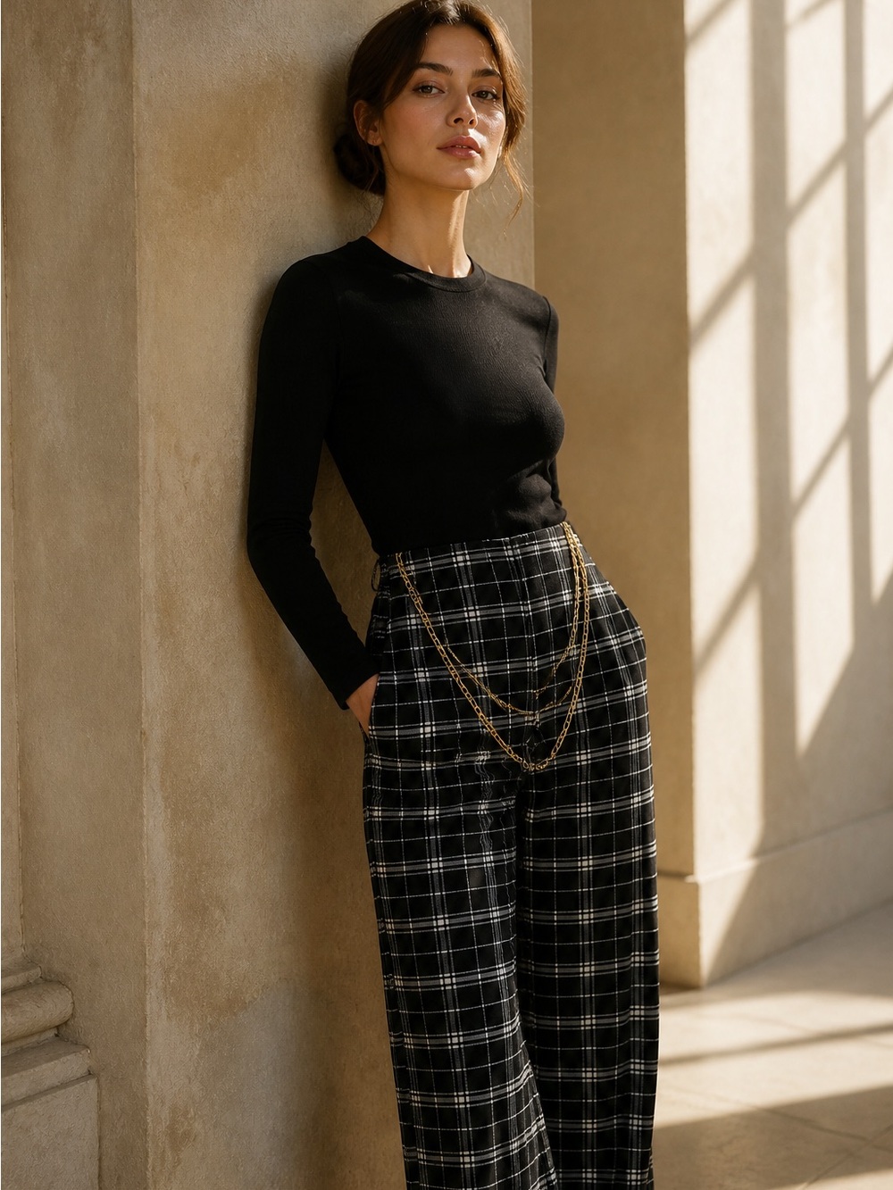Bell bottom polyester, spandex pants